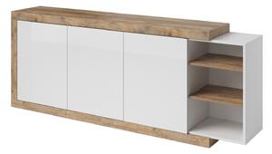 Szekrény Balcira 104, Laminált forgácslap, 86x220x40cm, Fehér, Sandal tölgy, Fényes fehér