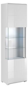 Könyvespolc Torsone 103, Zárt, Ajtókkal, Üveg, Laminált forgácslap, 204x61x39cm, Fényes fehér, Fehér