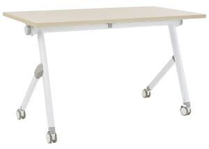 Összecsukható íróasztal BENDI Világosbarna 120 cm 60 cm kerekekkel