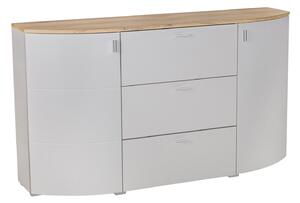 Komód Tenelmo 110, Közepes sűrűségű farostlemez, Laminált forgácslap, 90x160x44cm, Tölgy, Szürke