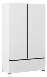 Könyvespolc Alfere 122, Ajtókkal, Zárt, Fiókokkal, Laminált forgácslap, 150x89x40cm, Fehér, Fekete