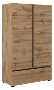 Könyvespolc Alfere 122, Ajtókkal, Zárt, Fiókokkal, Laminált forgácslap, 150x89x40cm, Fekete, Wotan tölgy