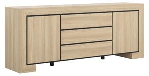 Komód Etrteo 102, Laminált forgácslap, 90x225x48cm, Tölgy, Fekete