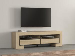 TV-állvány Etrteo 103, Laminált forgácslap, 51x160x41cm, Tölgy, Fekete