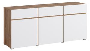 Komód Alfere 103, Laminált forgácslap, 78x180x40cm, Wotan tölgy, Fehér
