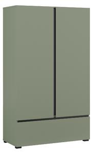 Könyvespolc Alfere 122, Ajtókkal, Zárt, Fiókokkal, Laminált forgácslap, 150x89x40cm, Zöld