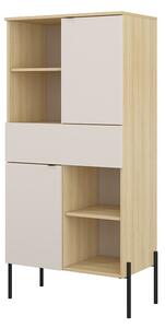 Könyvespolc Levtenu 110, Fiókokkal, Ajtókkal, Zárt, Laminált forgácslap, 150x70x40cm, Tölgy, Kasmír