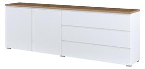 Komód Baletu 107, Laminált forgácslap, 68x199x35cm, Fehér, Tölgy