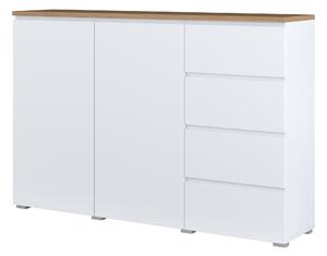 Komód Baletu 109, Laminált forgácslap, 100x150x35cm, Fehér, Tölgy