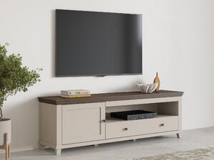 TV-állvány Tolnue 104, Közepes sűrűségű farostlemez, Laminált forgácslap, 61x181x49cm, Világos bézs, Tölgy