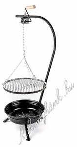 Fekete tűzteres állvány + grillrács 48 cm (magyar termék)