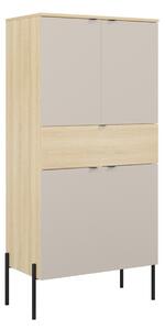 Könyvespolc Levtenu 120, Fiókokkal, Ajtókkal, Zárt, Laminált forgácslap, 150x70x40cm, Tölgy, Kasmír