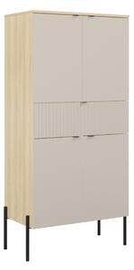 Könyvespolc Levtenu 121, Fiókokkal, Ajtókkal, Zárt, Laminált forgácslap, 150x70x40cm, Tölgy, Kasmír