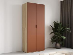 Gardróbszekrény Austin 387, Laminált forgácslap, 215x90x53cm, Narancs, Tölgy