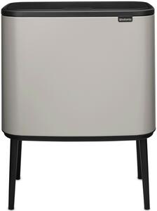 Brabantia Bo Touch Bin nyomófedeles szelektív hulladékgyűjtő, magasított, lábakon álló, műanyag tartály, 11+23L - X+J méret, acél, hamvasszürke - 255007