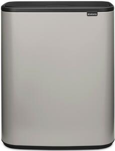 Brabantia Bo Touch Bin nyomófedeles hulladékgyűjtő XXL, padlón álló, műanyag tartály, 2x30L - O méret, acél, hamvasszürke - 255045