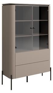 Könyvespolc Mirbeno 108, Zárt, Fiókokkal, Ajtókkal, Üveg, Laminált forgácslap, 160x98x40cm, Congo