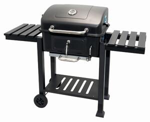KLUGMEISTER FT01-017 faszenes grillsütő, acél anyagból (fedéllel), hamutartóval, fedővel és kerekekkel, főzőfelület 54x43 cm