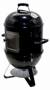 Füstölő faszenes grillsütővel KLUGMEISTER KY8560LD, acél anyag, grillsütő átmérője 44 cm, méretek 62x49x96 cm