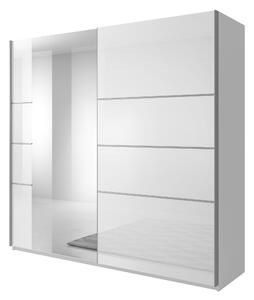 Gardróbszekrény Melvele 106, Laminált forgácslap, 210x180x61cm, Fehér, Fényes fehér