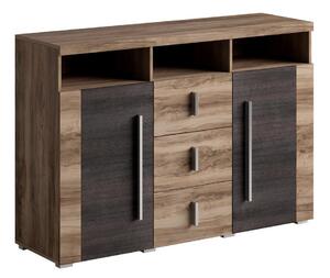 Komód Sorciro 101, Laminált forgácslap, 92x132x39cm, Sötét tölgy, Dió
