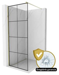 HD Oslo Gold Walk-In zuhanyfal 8 mm vastag vízlepergető biztonsági üveggel, 200 cm magas, arany profillal és távtartóval