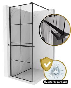 HD Oslo+ Black Walk-In zuhanyfal 8 mm vastag vízlepergető biztonsági üveggel, 200 cm magas, fekete profillal és távtartóval