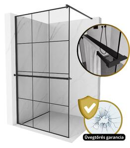 HD Oslo+ Black Walk-In zuhanyfal, 100x200 cm, 8 mm vastag vízlepergető biztonsági üveggel, 200 cm magas, fekete profillal és távtartóval