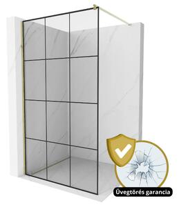 HD Oslo Gold Walk-In zuhanyfal, 100x200 cm, 8 mm vastag vízlepergető biztonsági üveggel, 200 cm magas, arany profillal és távtartóval