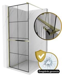 HD Oslo+ Gold Walk-In zuhanyfal 8 mm vastag vízlepergető biztonsági üveggel, 200 cm magas, arany profillal és távtartóval
