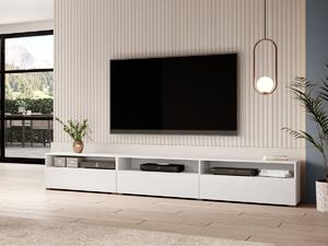 TV-állvány Serodeu 105, Laminált forgácslap, 40x270x41cm, Fényes fehér, Fehér