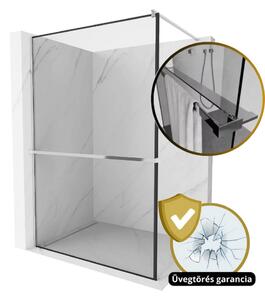HD Velence+ Walk-In zuhanyfal 8 mm vastag vízlepergető biztonsági üveggel, 200 cm magas, króm profillal és távtartóval