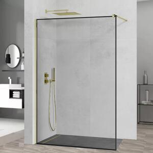 HD Velence Gold Walk-In zuhanyfal 8 mm vastag vízlepergető biztonsági üveggel, 200 cm magas, arany profillal és távtartóval