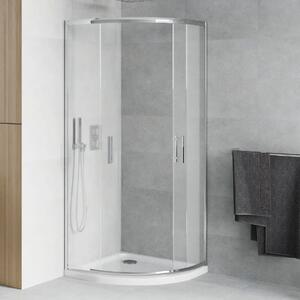 HD Nova 80x80 íves két tolóajtós matt zuhanykabin zuhanytálcával és króm szifonnal, krómozott elemekkel, 190 cm magas