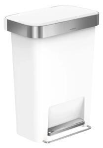 Simplehuman pedálos szemeteskuka, 45 literes kapacitás, rozsdamentes acél pedál, zsáktároló rekesz, soft-close fedél, belső nyílás a cserezsákoknak, rozsdamentes acél test, minimalista design