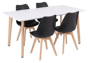 Leziter Silla 150 4+1 étkező garnitúra fehér-fekete