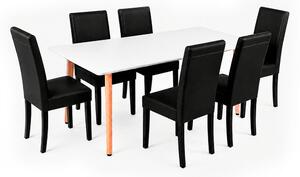 Leziter Verona 150 6+1 étkező garnitúra fehér-fekete
