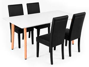 Leziter Verona 150 4+1 étkező garnitúra fehér-fekete
