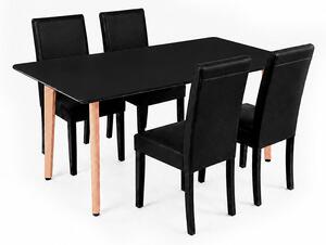 Leziter Verona 150 4+1 étkező garnitúra fekete-fekete