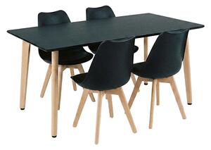 Leziter Silla 150 4+1 étkező garnitúra fekete-fekete