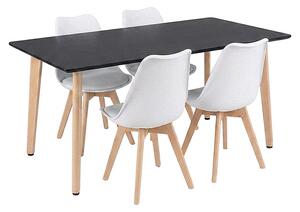 Leziter Silla 150 4+1 étkező garnitúra fekete-fehér