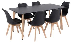Leziter Silla 150 6+1 étkező garnitúra fekete-fekete