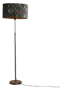 Állólámpa bronz ovális bársony lámpabúrával, levélmintás, 50 cm - Parte