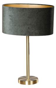 Asztali lámpa sárgaréz ovális bársony lámpabúrával, zöld, 35 cm - Simplo