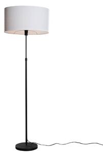 Állólámpa fekete ovális fehér lenvászon lámpabúrával 50 cm - Parte