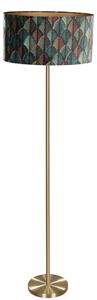 Lámpa sárgaréz ovális bársony lámpabúrával, levélmintás, 50 cm - Simplo
