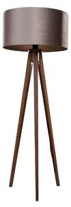 Háromlábú állólámpa diófa, bézs bársony árnyékolóval 50 cm - Tripod Classic