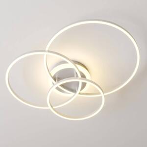Lindby Smart LED mennyezeti világítás Tula, távirányító, Tuya CCT, dimmelhető, Alu / szürke / cink, Nappali / Étkező, Alumínium, Modern