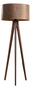Háromlábú állólámpa diófa, bársony lámpabúra krokodil mintával, 50 cm - Tripod Classic