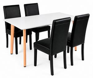 Leziter Verona 120 4+1 étkező garnitúra fehér-fekete